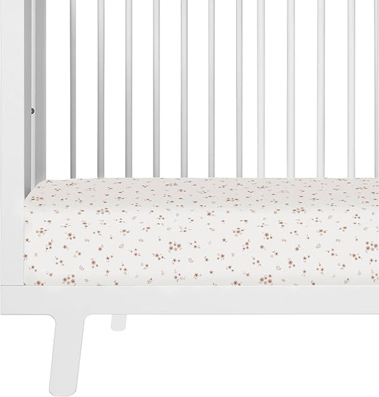 Makemake Organics GOTS Certified Organic Cotton Fitted Crib Sheet Soft Breathable (28"x52", Bloom)