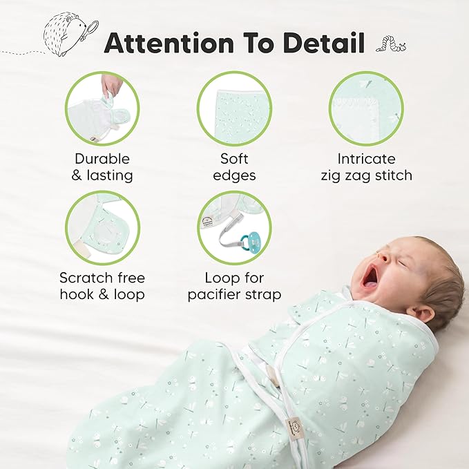 KeaBabies 3-Pack Organic Baby Swaddle Sleep Sacks - Swaddles for Newborns, Infant 0-3 Months, Baby Girls, Boys, Soft & Snug Newborn Sleep Sack, Nursery Swaddling Blankets (Garden)