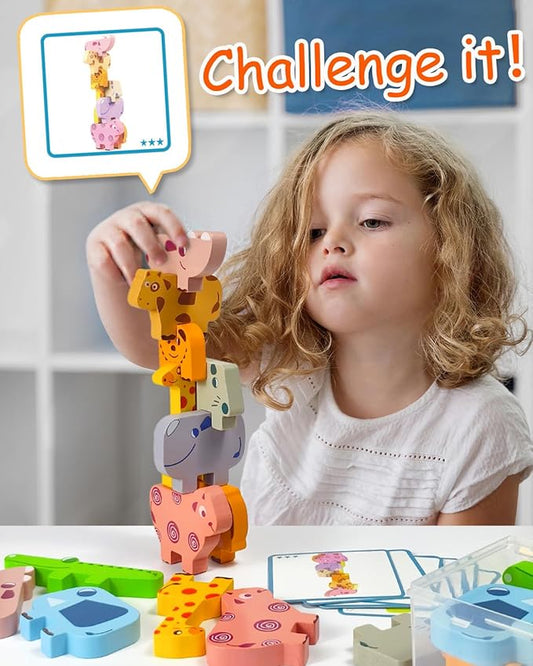 Montessori Toys for 1 2 3 Year Old Boys Girls, Toddler Toys Age 2-4, 10 Pack Wooden Animal Blocks Sorting & Stacking Education Toddler Puzzles Toy,1 2 3 Year Old Girl Boy Birthday Gifts