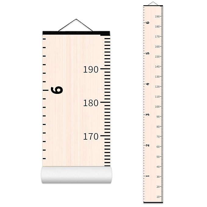 Nustila Classic Kids Growth Chart for Wall Height Chart for Boys Girls Handcrafted Using Canvas and Wood - Great Christmas Birthday Gift for Children Growing Up Souvenirs 79 in X 7.9 in