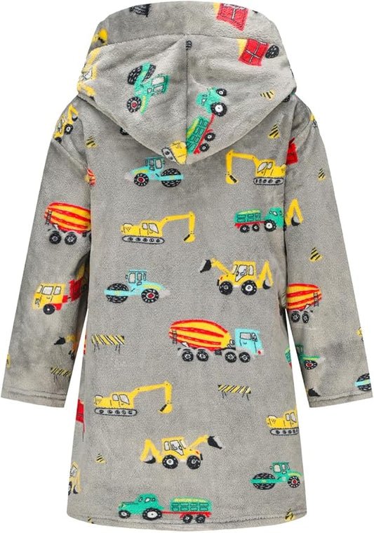 Boys Girls Robe Kids Flannel Hooded Bathrobe Sleepwear Pajamas Toddler Soft Plush Robes for Girls 2-16 Years