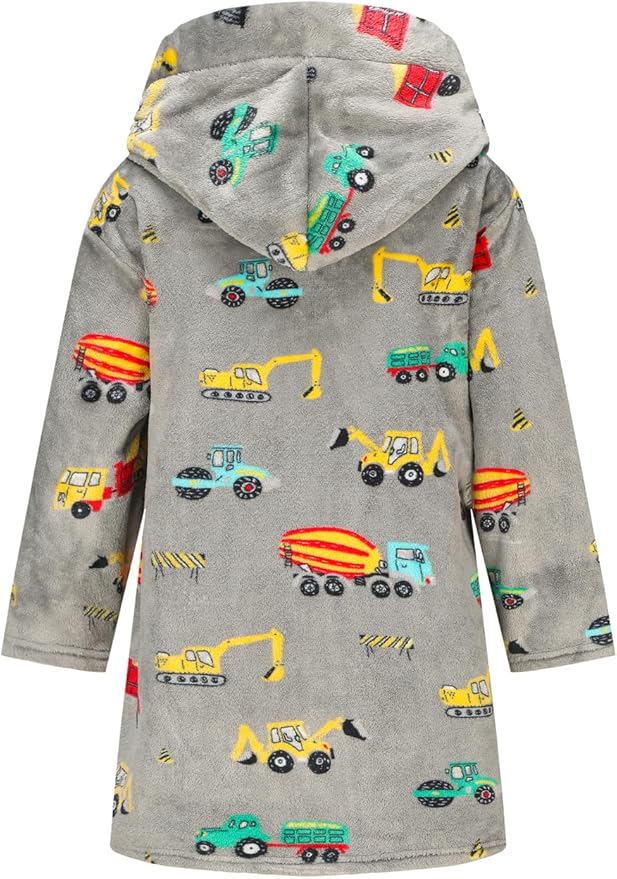 Boys Girls Robe Kids Flannel Hooded Bathrobe Sleepwear Pajamas Toddler Soft Plush Robes for Girls 2-16 Years
