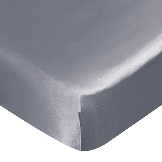 Crib Sheets for Boys, Satin Fitted Crib Sheet Soft & Silky Baby Mattress Sheet (52"x28"x8") for Baby Boys and Girls, Great for Baby with Hair and Skin, Grey