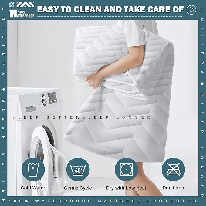 Cal King Size Waterproof Mattress Protector Quilted, Breathable Ultra-Soft Filling Mattress Pad, Fitted Deep Pocket Mattress Cover Fits 6''-25'' Mattress White