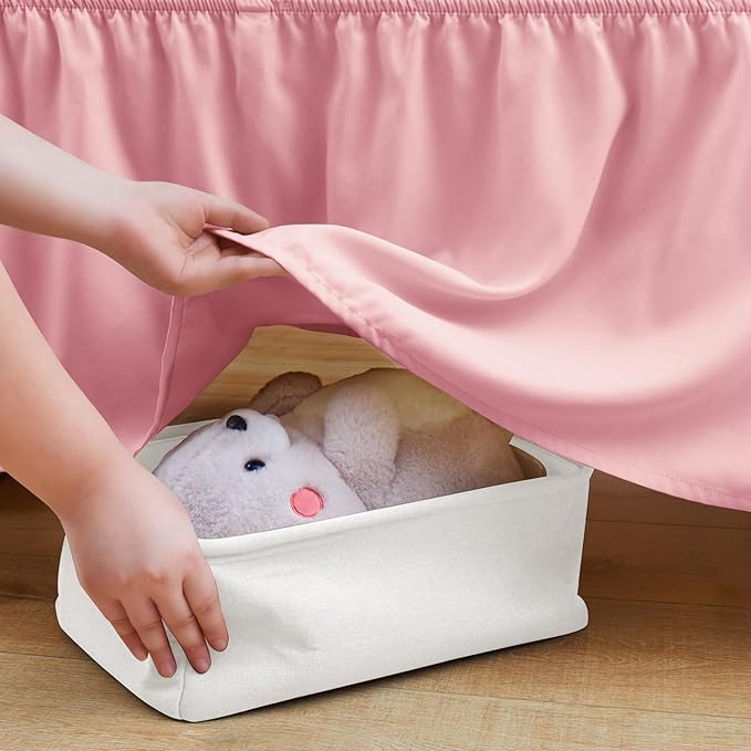 SiinvdaBZX 2-Piece Set Ruffled Crib Skirt & Soft Microfiber Fitted Crib Sheet, 52"x28" + Adjustable Elastic 14" Drop, Fit for Baby Standard Crib & Nursery Toddler Bedding (Blush Pink)