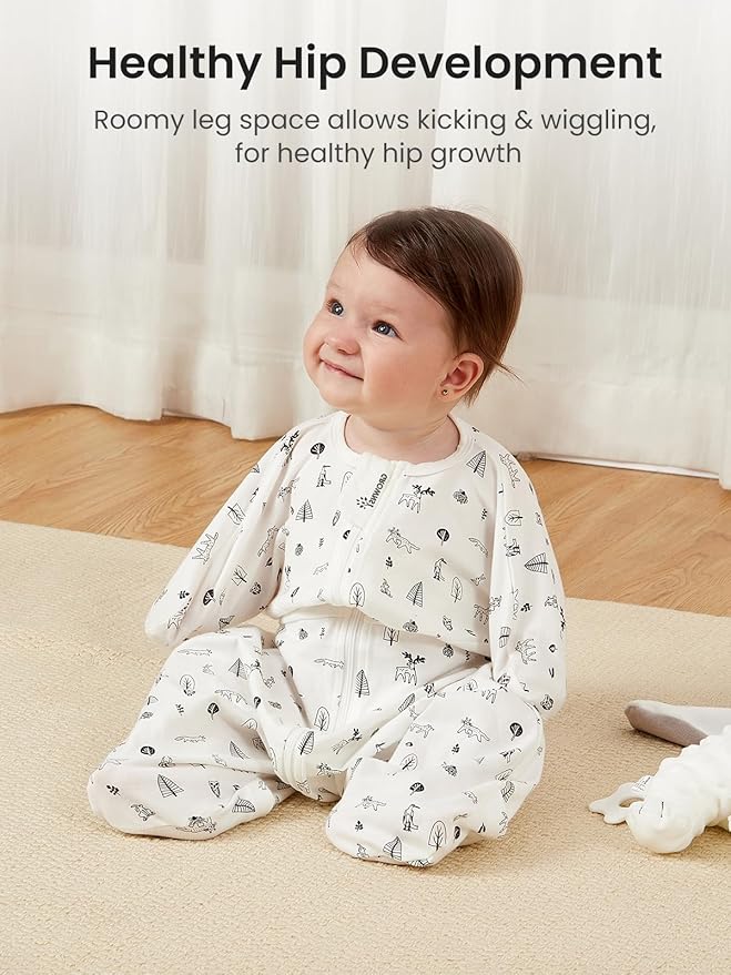 GROWNSY Transitional Swaddle Sleep Sack 3-6 Months,Cotton Starfish Design Baby Swaddle Sack, Dual-Zipper for Easy Diaper Changes, Proper Hip Development & Openable Foot Button,12-20lbs,Munchkin Forest