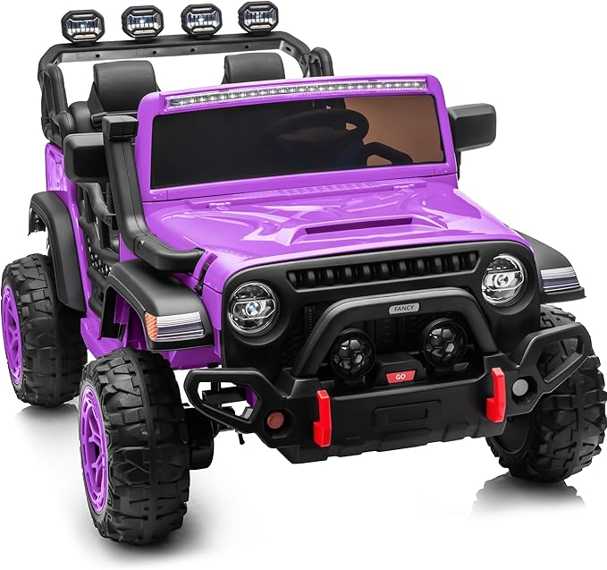 2 Seater Ride on Electric Car, 12V Ride on Toy Car for Kids 4-8 w/Remote Control, EVA Tires - Purple
