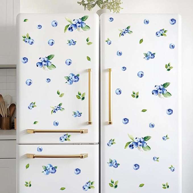Blueberries Wall Stickers Decor, Kitchen Stickers Wall Decor, Kitchen Wall Stickers, Removable Peel and Stick Fruit Decals for Nursery, Playroom, Girls Bedroom, Living Room