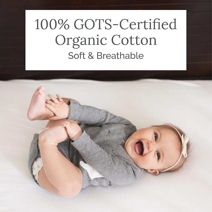 Natemia 100% Organic Cotton Crib Sheets for Boys and Girls - Made in Turkey, Silky Soft and Hypoallergenic, Baby Crib Sheets Neutral, Toddler Bed Sheet, 28' X 52', Baby Registry Search