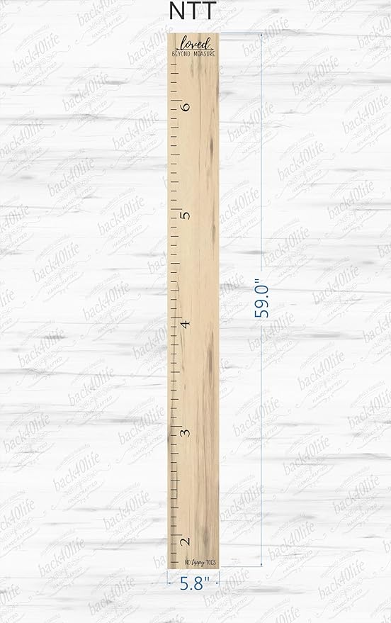 Farmhouse Style Wooden Kids Growth Chart Ruler for Boys and Girls (Weathered Natural - NTT)