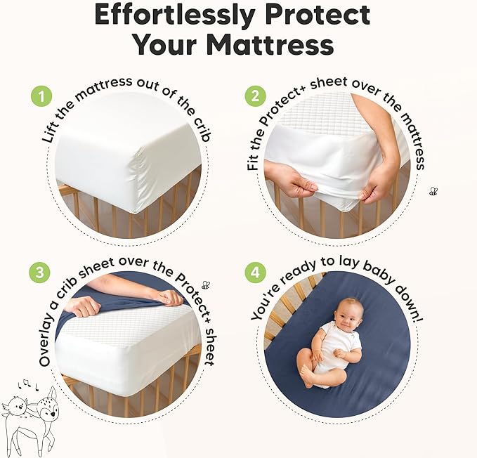 2-Pack Waterproof Crib Mattress Protector Cover Fitted - Quiet Baby Crib Mattress Pad Sheets, 52" x 28" Soft Quilted Cotton Baby Sheet, Machine Washable, Easy Fit, Durable (Lilac/Quin)