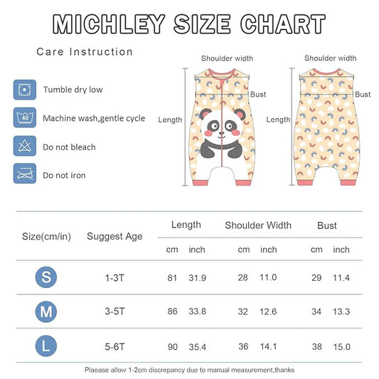 MICHLEY Toddler Sleeping Sack with Feet Newborn Infant Sleeveless Sleeping Bag 2-way Zipper Baby Wearable Blanket for Walkers,Panda,1-3T