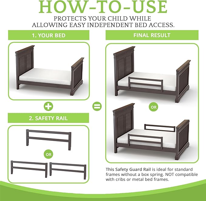 CC KITS Safety Guard Rail for Baby, Kids, and Children - Solid Wood Safety Bed Rail for Toddlers - Easy Installation - Premium Protection for Bunk, Twin, Full, Queen and King Size Beds - (Espresso)