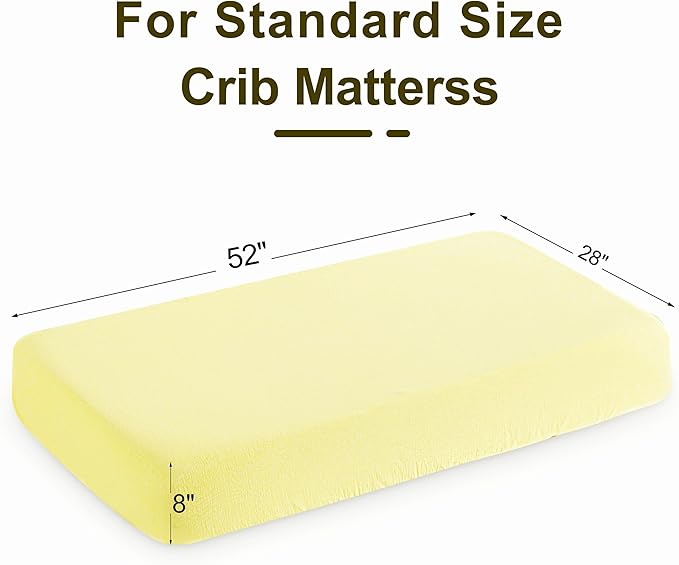 NTBAY 2 Pack Muslin Cotton Crib Sheets, Soft and Breathable Double Layer 28x52 Baby Crib Sheets for Standard Crib and Toddler Mattresses, Boys, Girls, Unisex, Light Yellow, 28x52 Inches
