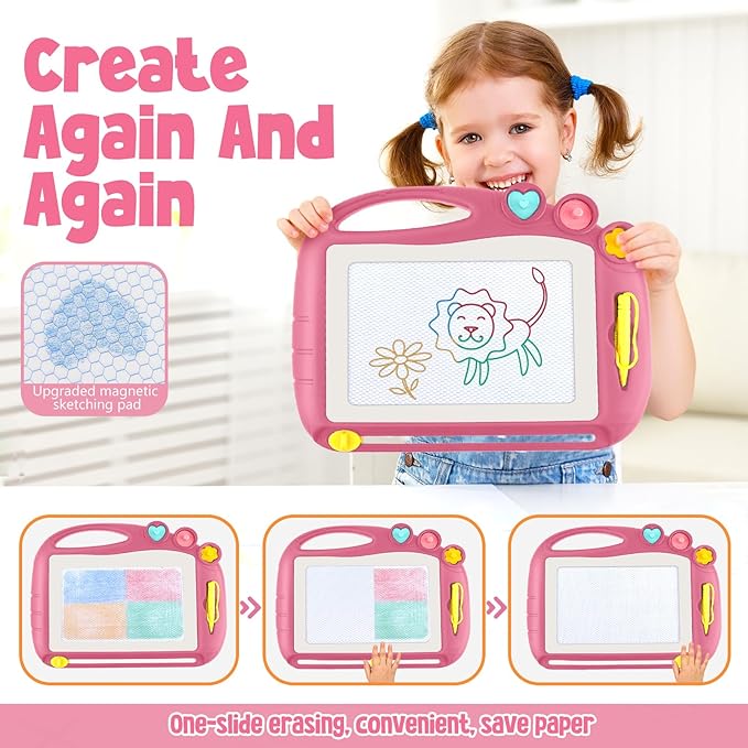 Daisiki Magnetic Drawing Board, Toddler Toys for Age 1 2 3 Boys Girls, Toddler Drawing Board, Birthday Easter Christmas Halloween Kids Toy Gifts for Boys and Girls