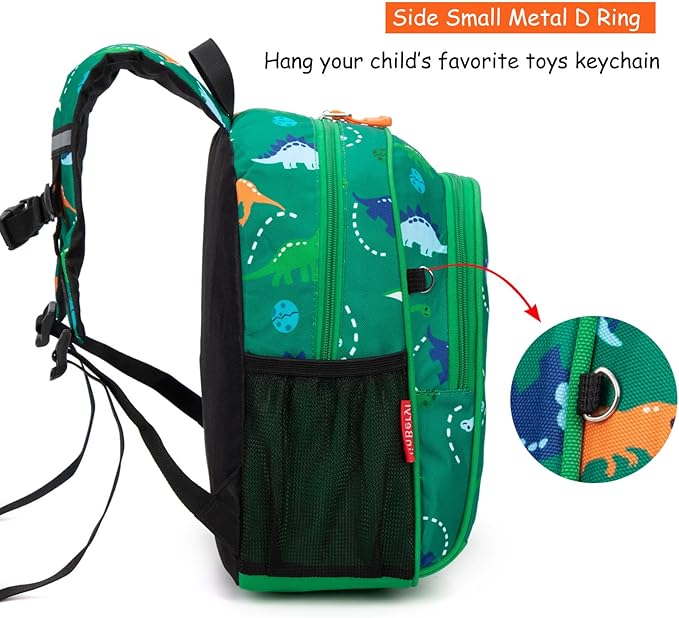 JinBeryl Toddler Backpack for Boys or Girls, Little Kids Backpack for Preschool or Kindergarten (Dinosaur Green, Mini)