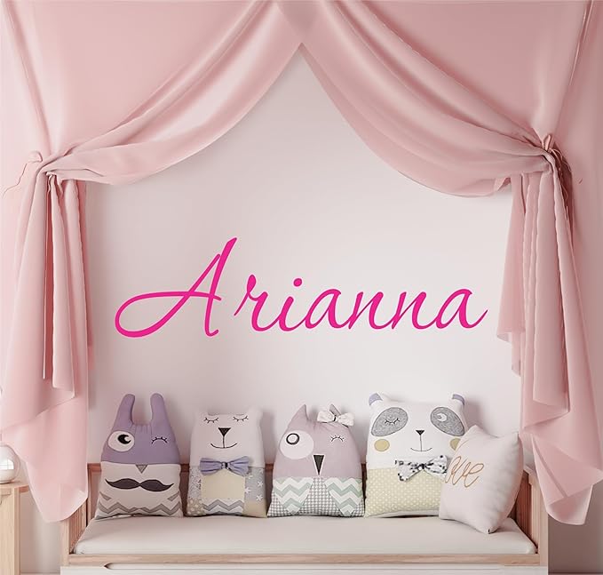 Decor Designs Decals Nursery Girls Personalized Custom Name Vinyl Wall Art Decal Sticker, Bedroom Baby and Childrens Decor, (Multiple Size Choices) (Single Name, Without Initial)
