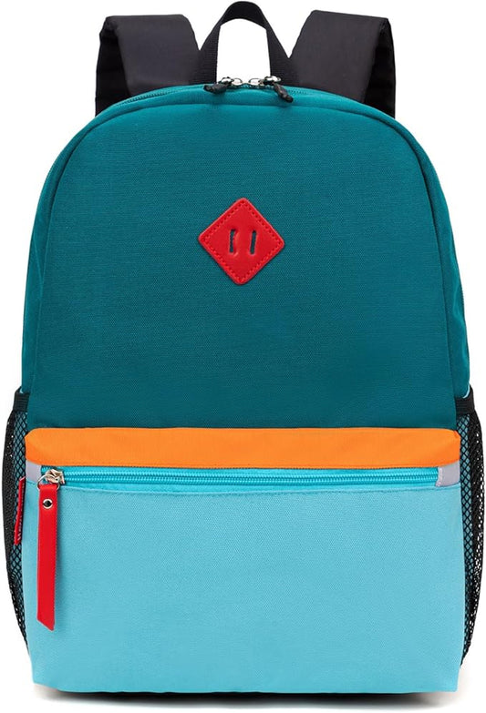 HawLander Little Kids Backpack for Boys or Girls, Toddler School Bag Fits 3 to 6 years old, D Green Blue, 15 Inch