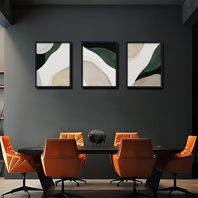 Framed 3D Textured Green Abstract Wall Art, Modern Abstract Wall Decor Paintings, Contemporary Minimalist Neutral Artwork Posters Prints Pictures for Living Room Bedroom Home Decor 12x16 Inch