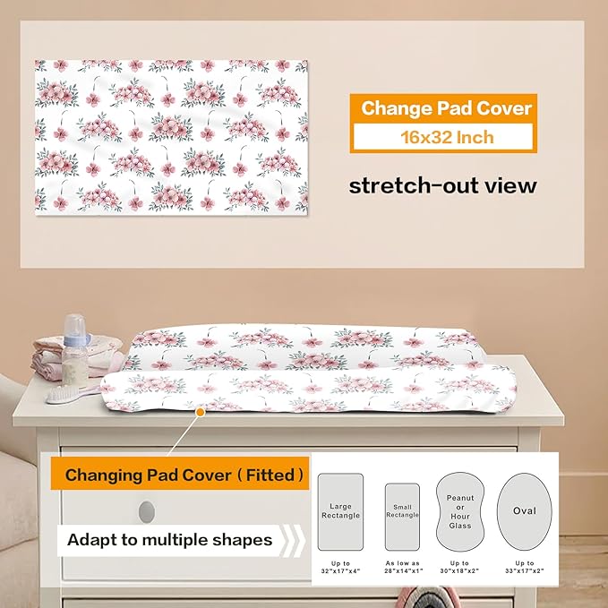 Custom Baby Bedding Set, Personalized Pink Baby Elephant Bedding, Baby Blanket Fitted Sheet Changing Cover Nursery Rug Room Decor Gift Idea