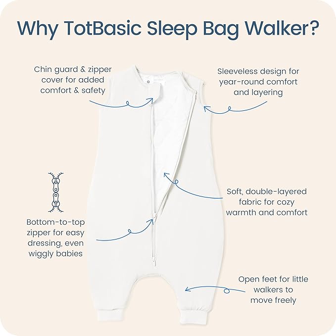 Toddler Sleep Sack with Feet, 1.0 TOG Baby Sleeping Bag with Legs, Oversized Wearable Blanket for 2T, 3T, 4T Walkers
