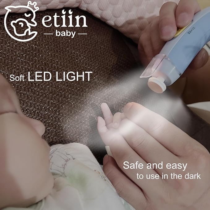 Baby Electric Nail File | Safe + Easy Baby Nail Trimmer, Baby Nail Clipper + Nail Filer Cutter for Newborn, Infant, Toddler, or Adults’ Fingernail/Toenails, 7 Buffer Pad, LED Light, Storage Case