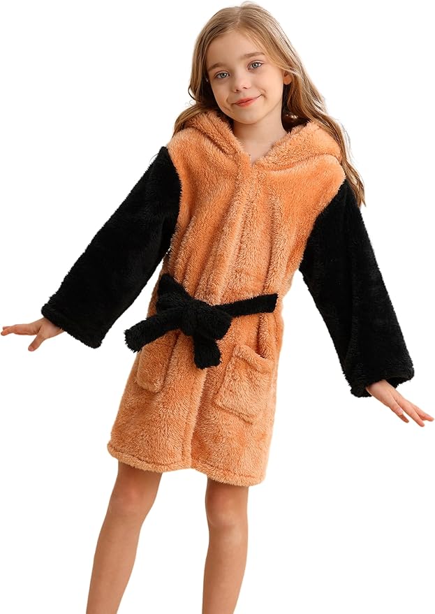 DELEY Girl's Robe Baby Boys Hoodie Robes Toddler Bathrobes for Kids Pajamas Sleepwear