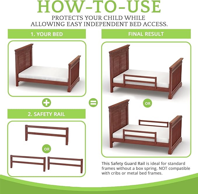 CC KITS Safety Guard Rail for Baby, Kids, and Children - Solid Wood Safety Bed Rail for Toddlers - Easy Installation - Premium Protection for Bunk, Twin, Full, Queen and King Size Beds - (Cherry)