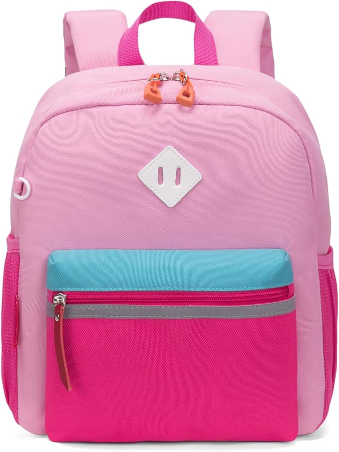 HawLander Little Kids Backpack for Boys or Girls, Toddler School Bag Fits 3 to 6 years old, Pink Rose, 12 Inch