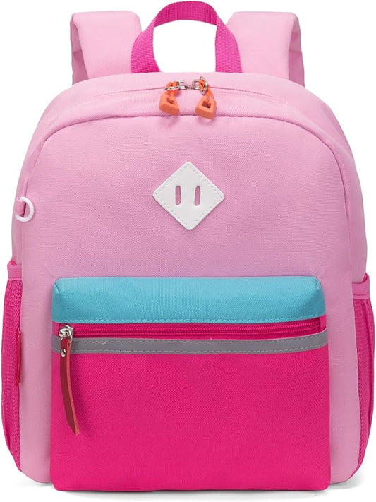 HawLander Little Kids Backpack for Boys or Girls, Toddler School Bag Fits 3 to 6 years old, Pink Rose, 12 Inch