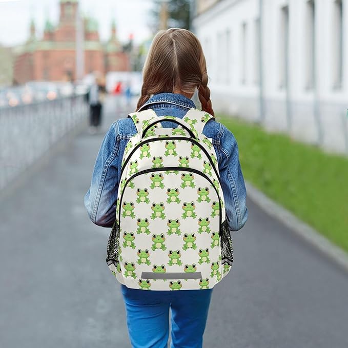 MNSRUU Laptop Backpack with Chest Strap, Frog Cute School Backpack, Travel Hiking Bag for Boys Girls Teen College Adult, Rucksack Knapsack