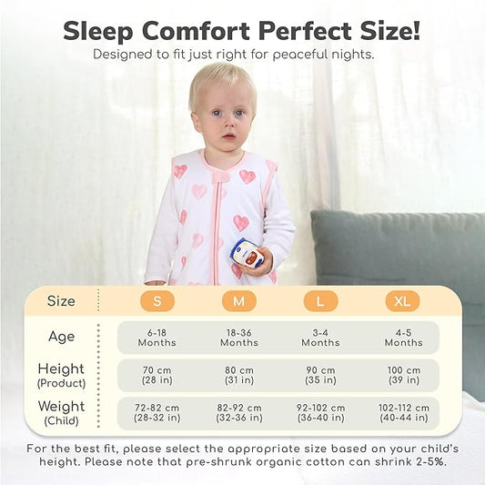 Mama Cheetah Toddler Sleep Sack with Feet 3T-4T, 1.0 TOG Organic Cotton Baby Wearable Blankets with Legs, Baby Sleeping Bag for Walkers, Early Walker Large
