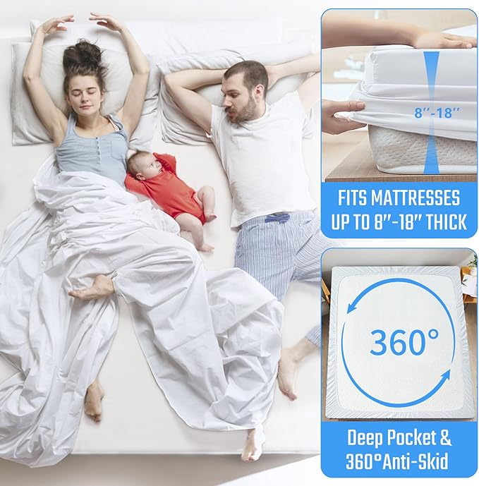FGZ 2 Pack California King Size Mattress Protector Waterproof, Breathable Terry Mattress Cover Fitted with Deep Pockets
