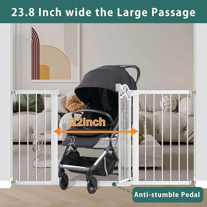 Fairy Baby 48.8"-51.5" Child Baby Gates for Doorway Stairs Hallway Stairway Gate for Kid or Pet Dogs Walk Through Pressure Mounted