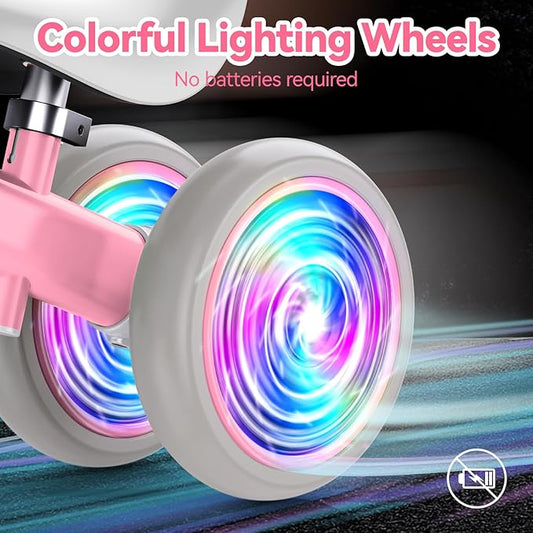 Liberry Light-Up Baby Balance Bike with Adjustable Seat, Toddler First Ride-On Toy for 1-2 Year Old, Girls Birthday Gift