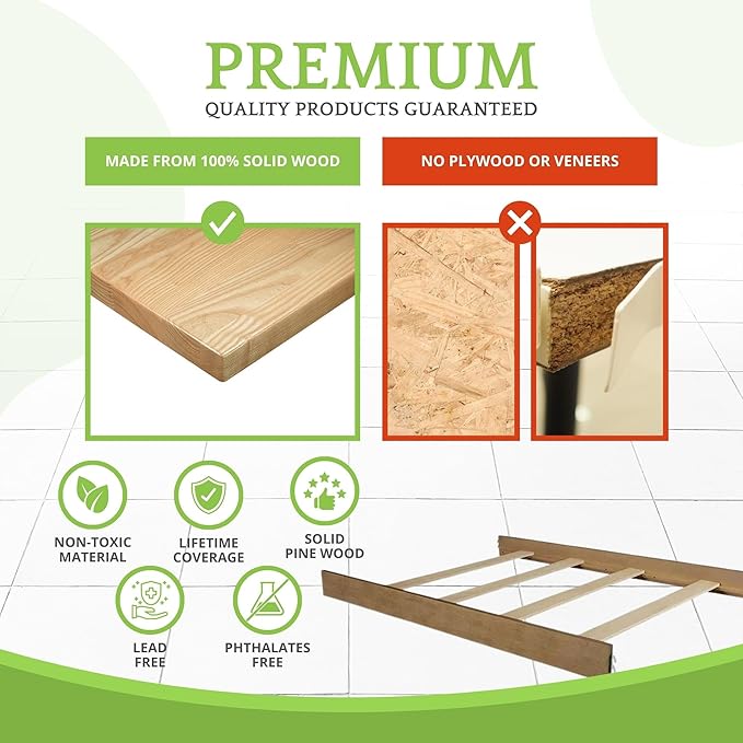 Full-Size Conversion Kit Bed Rails for Baby Appleseed and Eco-Chic Convertible Cribs - Solid Wood Rail - Toddler and Adult Bed Rail for Full-Size Beds - Nursery and Baby Furniture (Sandwash, Option 2)