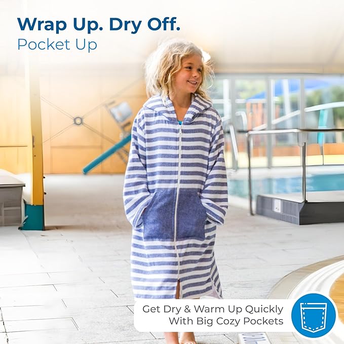 SAMMIMIS Kids Bathrobe & Hooded Towels for Kids - Soft Turkish Bath Towels with Terry Lining, Zip & Pockets - Gift Idea