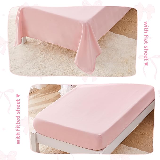 Wowelife Princess Toddler Bedding Set for Girls, Boho Toddler Bed Set, 4 Pieces Ruffles Jacquard Embroidery Toddler Girl Comforter with Comforter, Fitted Sheet, Flat Sheet and Pillowcase, Pink