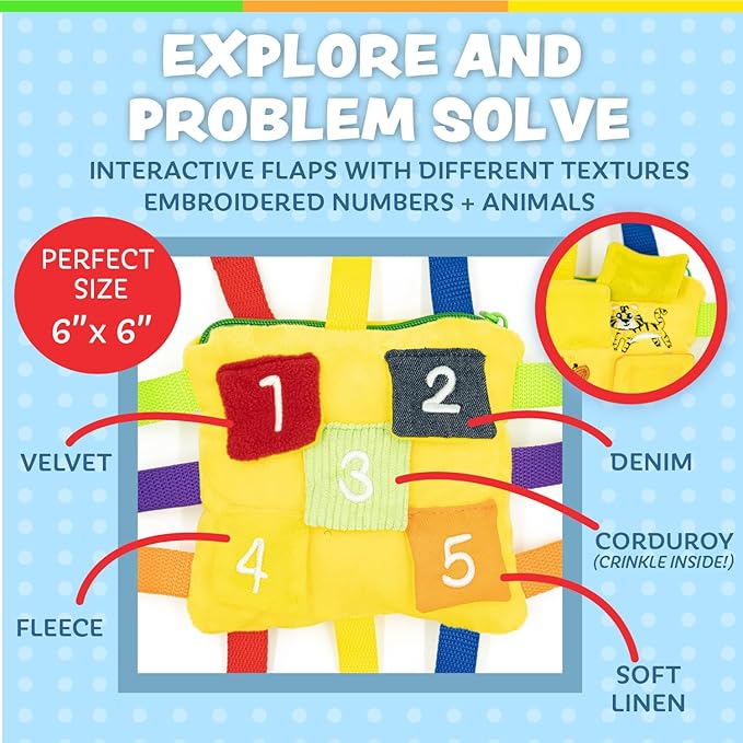Buckle Toys - Bongo Square - Toddler Learning Toys - Sensory Fine Motor Activity - Easy Road Trip Accessories Travel Toy
