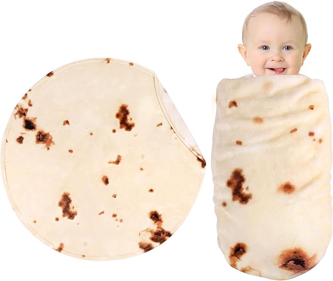 SeaRoomy Baby Burrito Blanket, Baby Swaddle Tortilla Blanket, Soft Round Burrito Tortilla Blankets for Newborn Boys & Girls - Novelty Funny Gifts for Babys Shower & Birthday