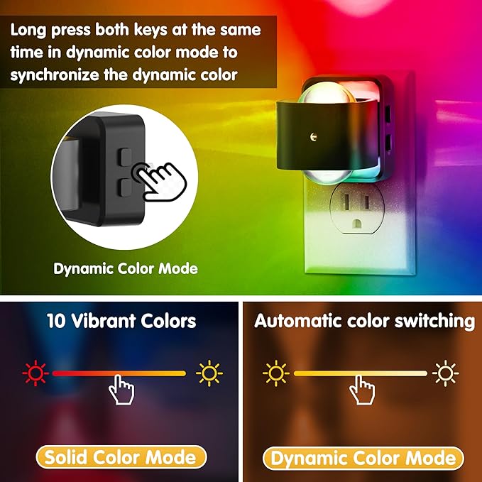 L LOHAS LED Night Light Projector, Color Changing Night Light Plug into Wall, Dusk to Dawn Sensor, Rotating Nightlight, RGB Ambient Lighting for Bathroom, Gaming Room, Gifts,1 Pack