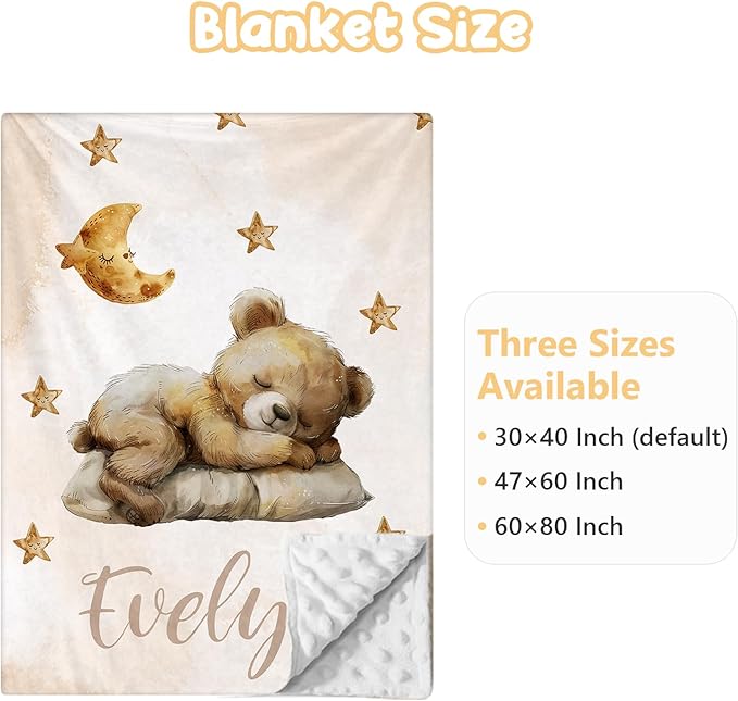 Custom Baby Bedding Set, 3 Pcs Personalized Name Crib Bedding Set for Nursery, Soft Double Layer Baby Crib Set for Boys Girls, Customized Gifts for New Parents Infants Toddlers, Brown Bear
