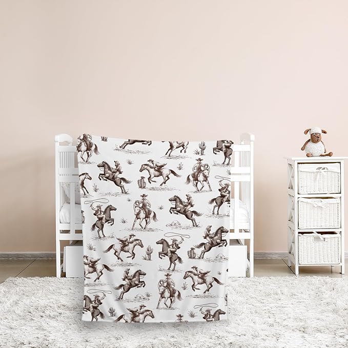 Western Blanket, Western Decor for Nursery Room, Baby Blankets for Boys Girls, Cowboy Baby Blankets, Western Baby Stuff, Soft Warm Lightweight Nursery Bed Blanket for Newborn Toddlers (06, 30x40 in)