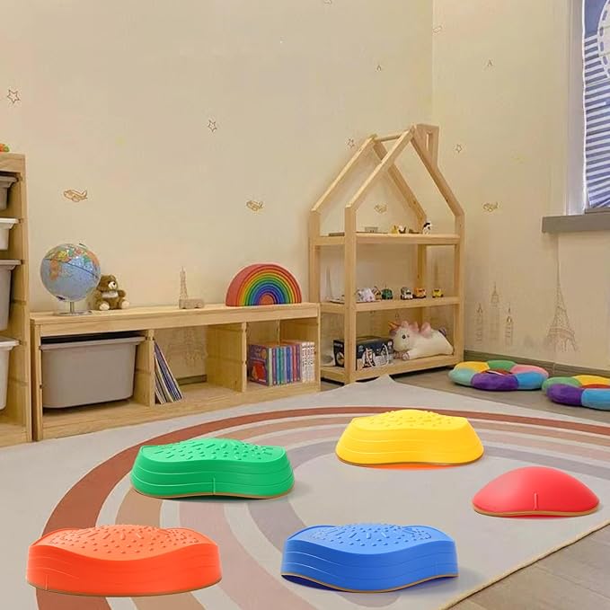 Fanboxk Stepping Stones for Kids,Non-Slip Toddler Sensory Stepping Stones for Promoting Toddler Balance Coordination Skills,Obstacle Courses Sensory Toys Outdoor or Indoor Play for Kids Age 3-8