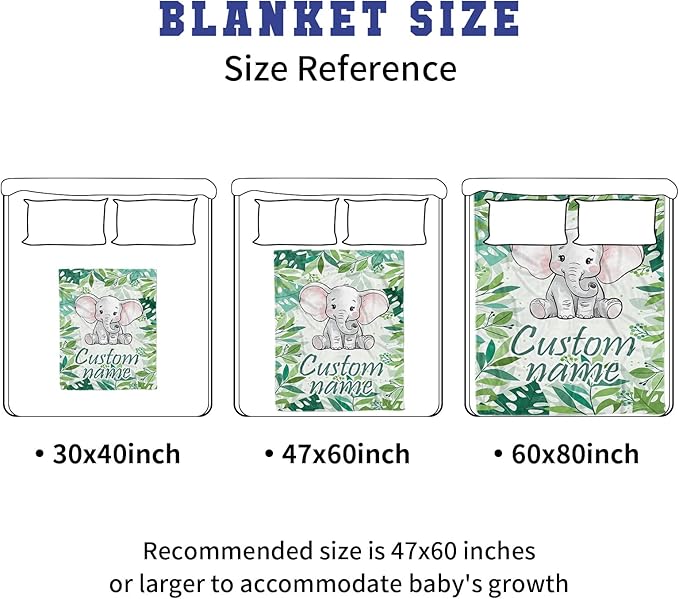 Custom Name Crib Bedding Set with Name - 2 Piece Elephant Series Baby Set with Blanket and Crib Sheet, Cozy and Durable Infant Nursery Bedding, Gifts for Toddler