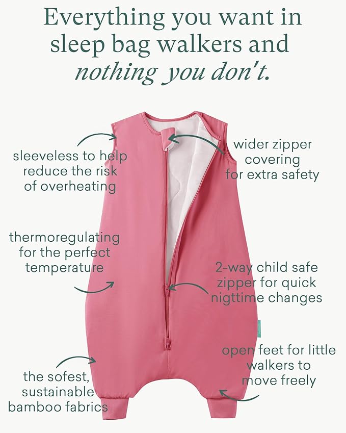 PurComfy Supersoft Toddler Sleep Sack with Feet 1.0 TOG Premium Bamboo Viscose Sleep Bag Walker with Legs 12-18-24-2t-4t-5t