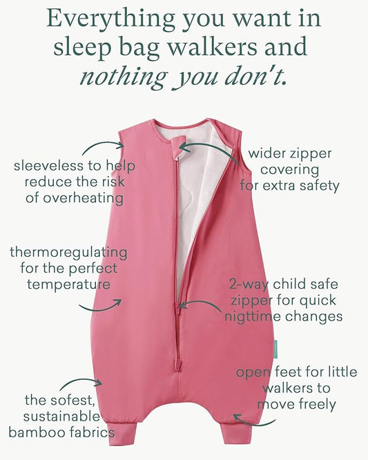 PurComfy Supersoft Toddler Sleep Sack with Feet 1.0 TOG Premium Bamboo Viscose Sleep Bag Walker with Legs 12-18-24-2t-4t-5t