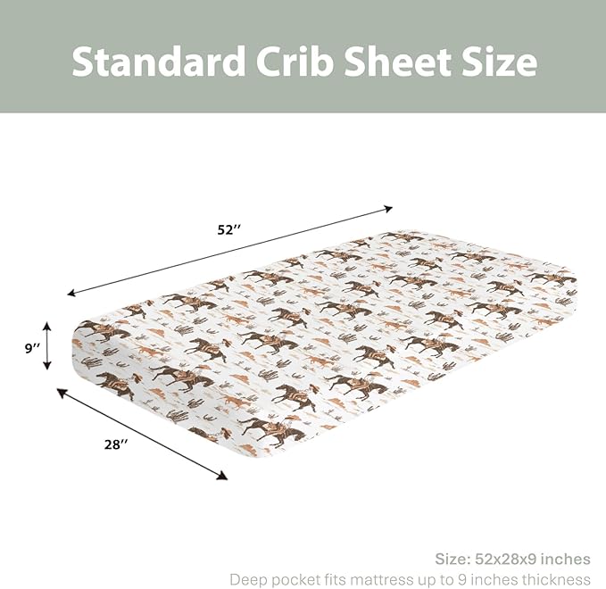 Vintage Cowgirl Cactus Baby Crib Sheets for Boy Girl 52"x28" Western Cowgirl Love Soft Stretchy Fitted Crib Mattress Cover Wild Desert Baby Sheet for Standard Crib & Toddler Mattress Pad