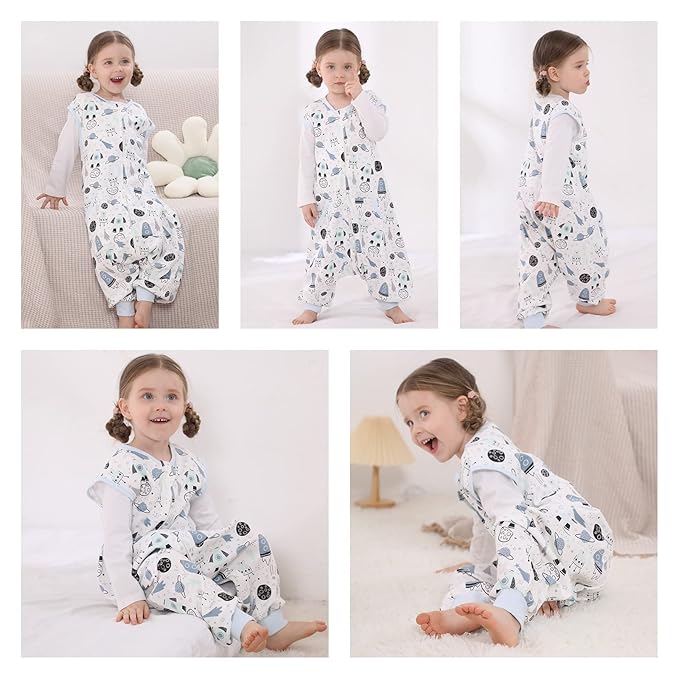 WONDAY Toddler Sleep Sack with Feet, 0.5 Tog Sleeping Sacks for Walking with Legs 12-18 Months 2T