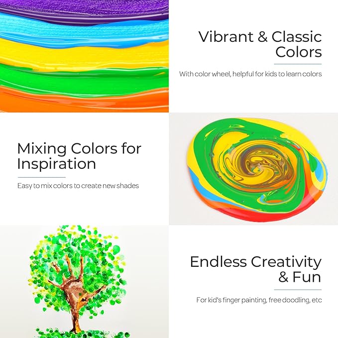 Nicpro 8 Colors Washable Paint Set for Kid (4oz,120 ml), Acrylic Bulk Paint Supplies Non Toxic Children Tempera Paint, Easy Clean Finger Paint for Art Craft DIY, Poster, School, Home,Classroom, Party